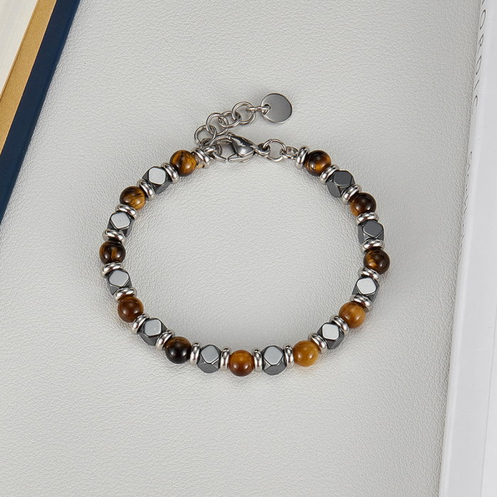 Bratara inox reglabila cu Ochi de Tigru si Hematite [6]