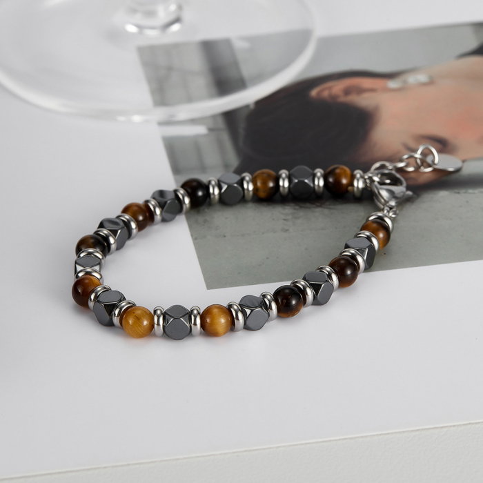 Bratara inox reglabila cu Ochi de Tigru si Hematite [7]