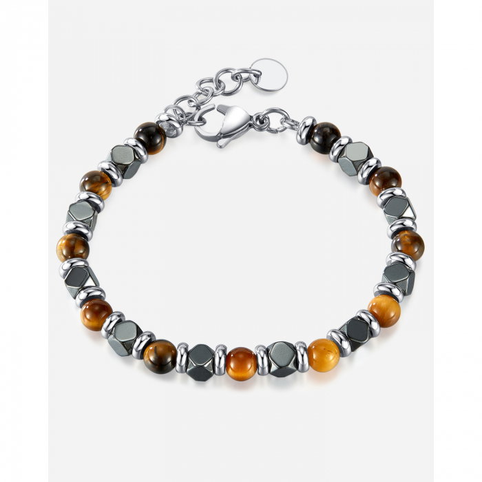 Bratara inox reglabila cu Ochi de Tigru si Hematite [15]