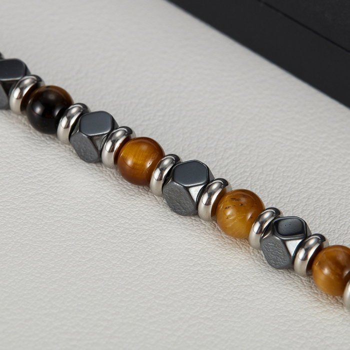 Bratara inox reglabila cu Ochi de Tigru si Hematite [3]