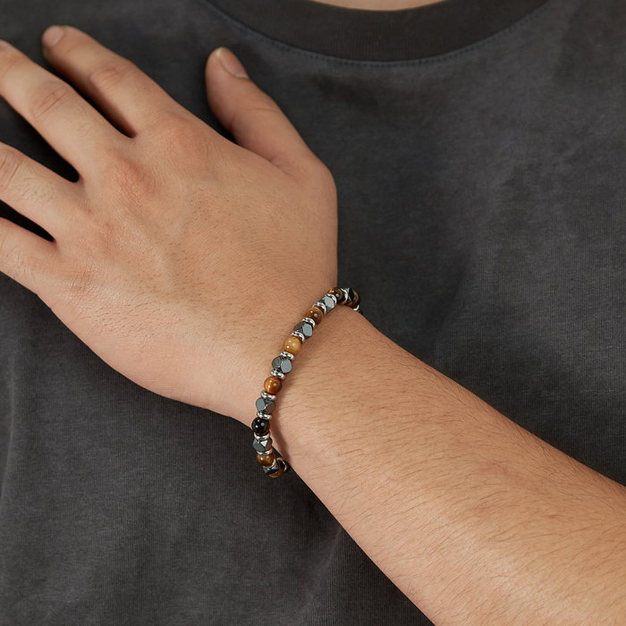 Bratara inox reglabila cu Ochi de Tigru si Hematite [10]