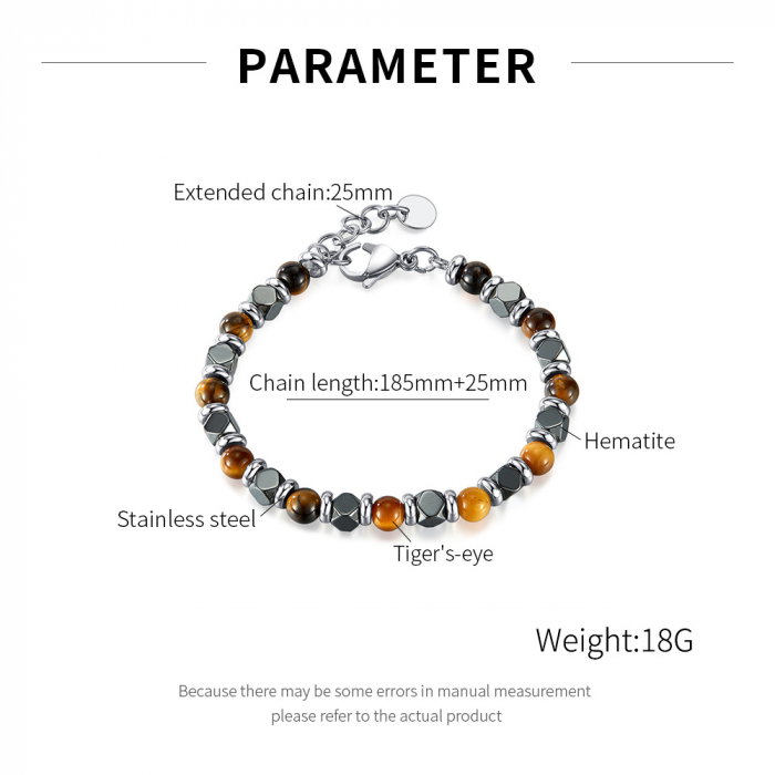 Bratara inox reglabila cu Ochi de Tigru si Hematite [9]