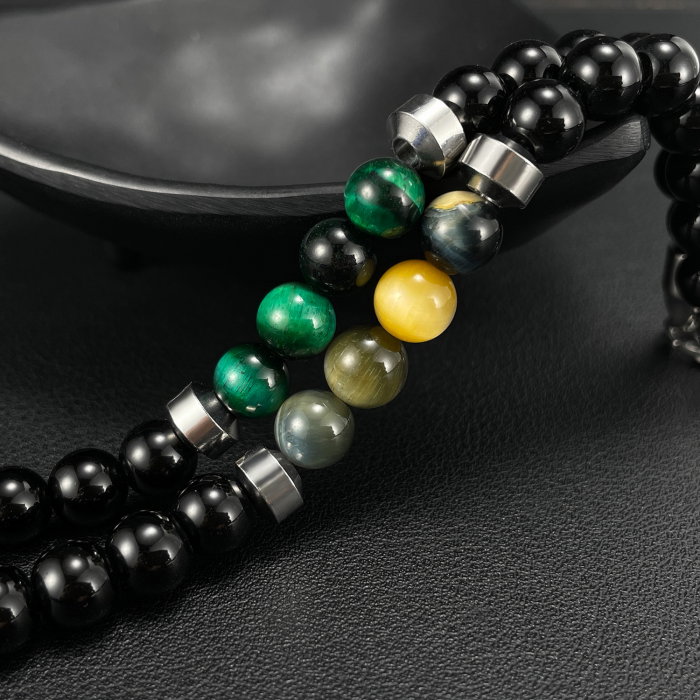 Bratara inox reglabila cu Ochi de Tigru si Onix [8]