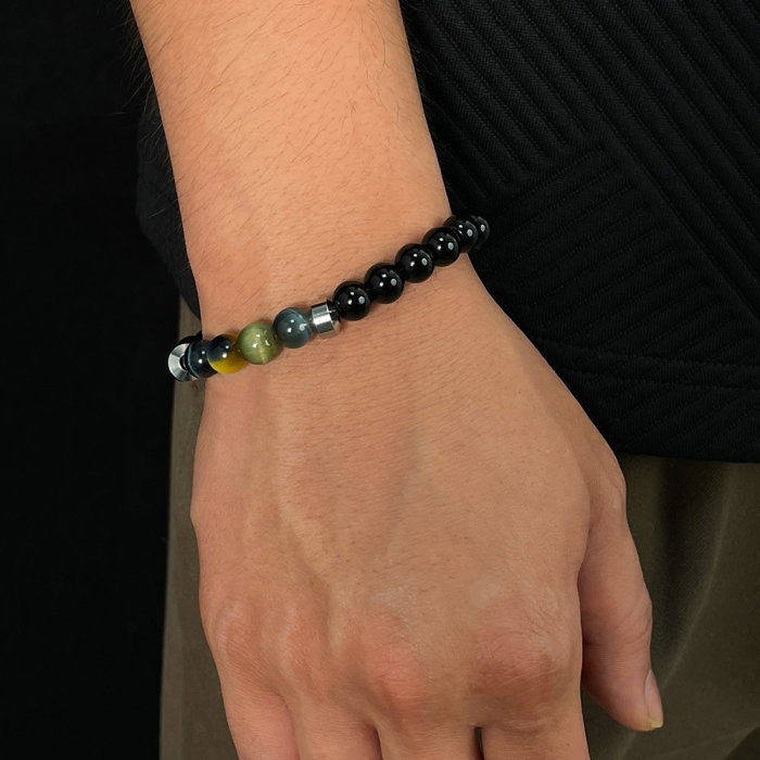 Bratara inox reglabila cu Ochi de Tigru si Onix [2]