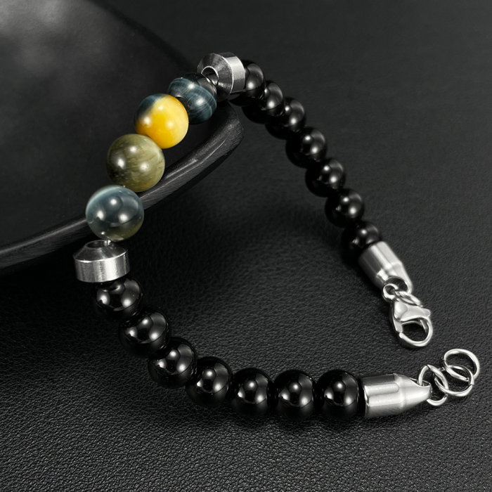 Bratara inox reglabila cu Ochi de Tigru si Onix [3]