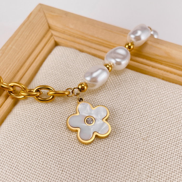 Bratara inox reglabila cu Perle Naturale si Abalone [5]