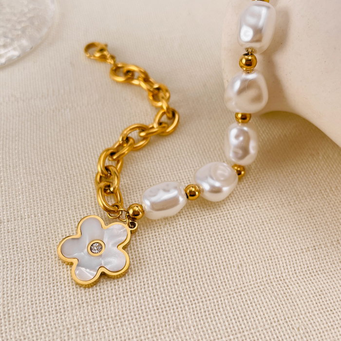 Bratara inox reglabila cu Perle Naturale si Abalone [3]