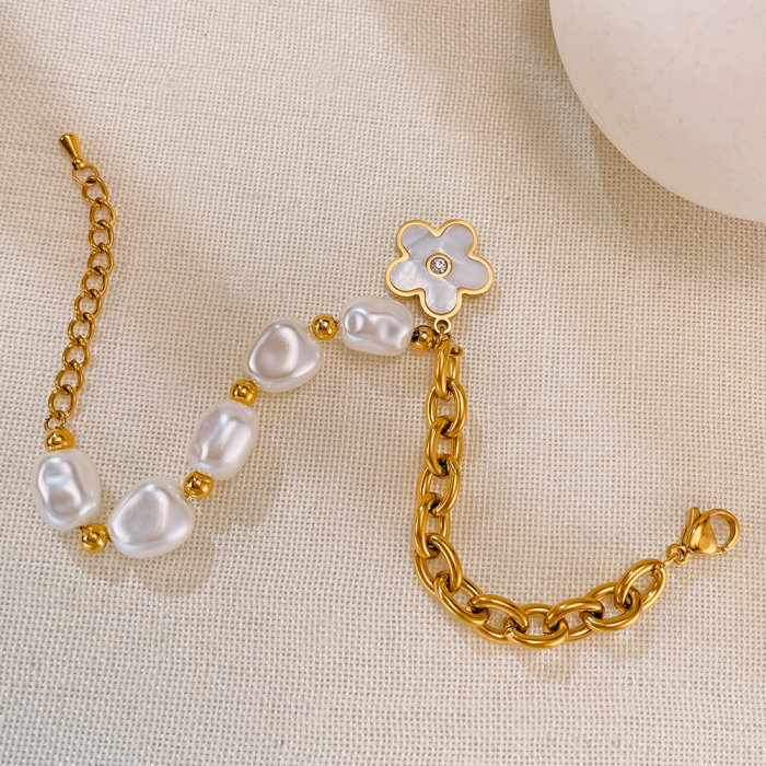 Bratara inox reglabila cu Perle Naturale si Abalone [7]