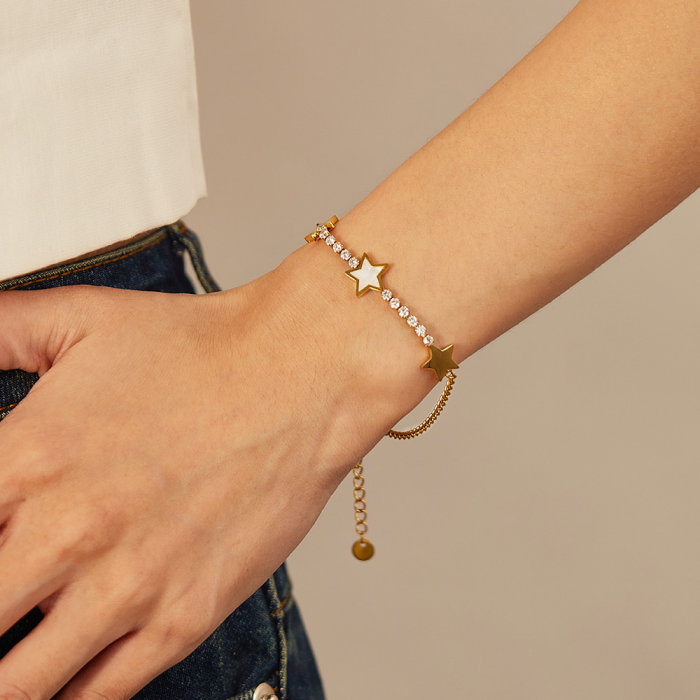 Bratara inox reglabila cu Stelute, Zirconii si Abalone [7]