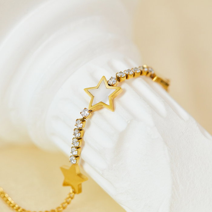 Bratara inox reglabila cu Stelute, Zirconii si Abalone [3]