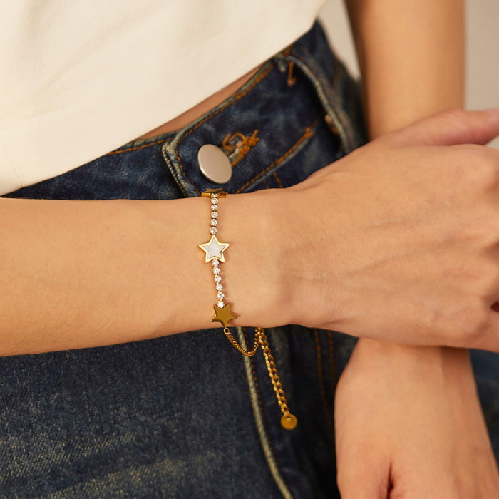 Bratara inox reglabila cu Stelute, Zirconii si Abalone [2]