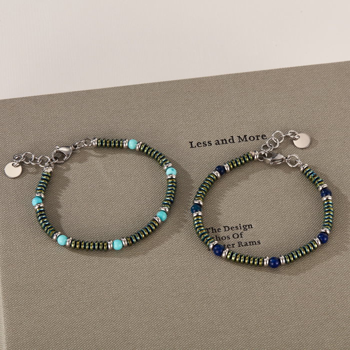 Bratara inox reglabila cu Turcoaz si Lapis Lazuli [9]