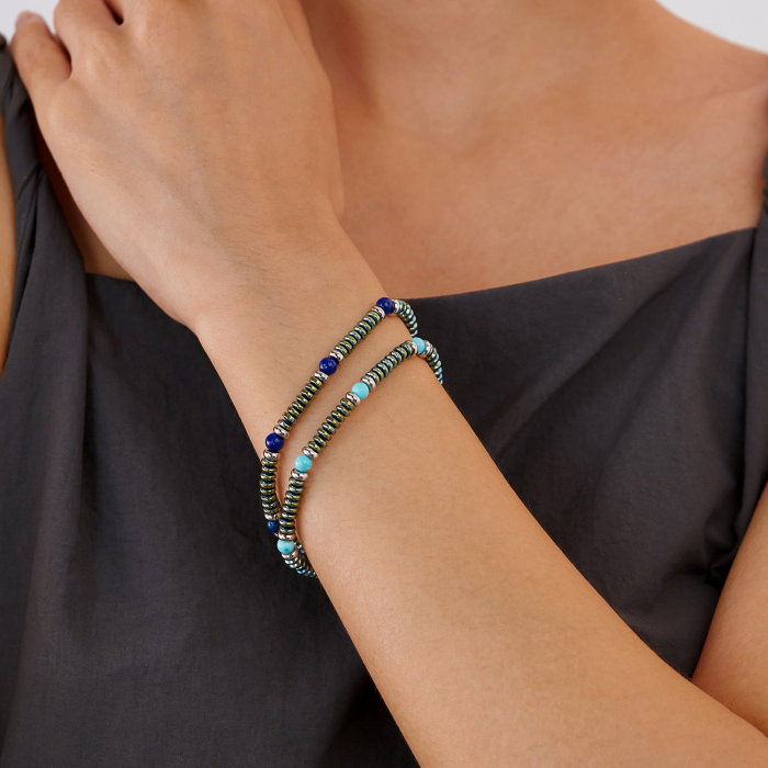 Bratara inox reglabila cu Turcoaz si Lapis Lazuli [10]
