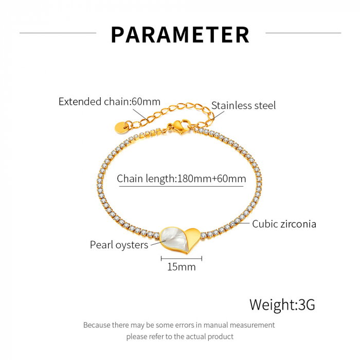 Bratara tennis inox reglabila cu inima de abalone [5]