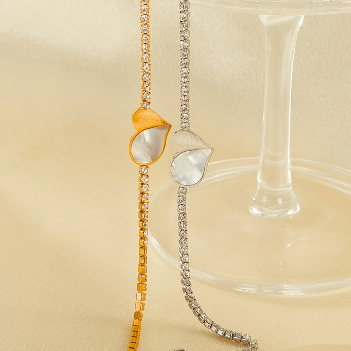 Bratara tennis inox reglabila cu inima de abalone [8]