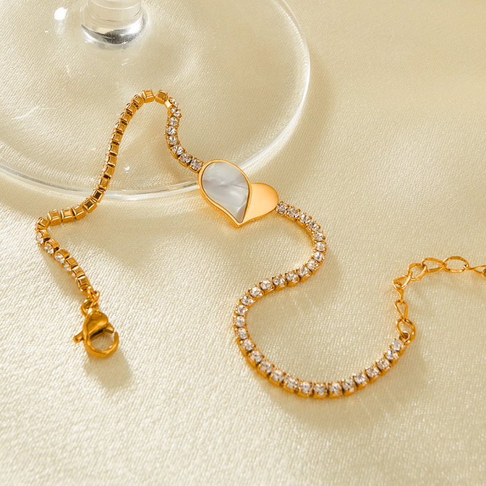 Bratara tennis inox reglabila cu inima de abalone [5]