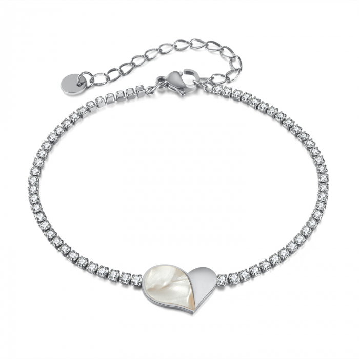 Bratara tennis inox reglabila cu inima de abalone [1]