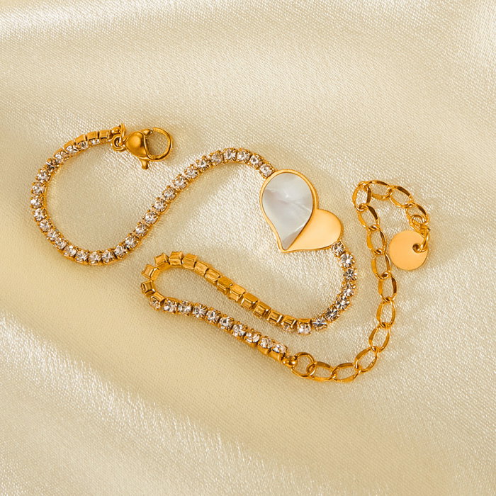 Bratara tennis inox reglabila cu inima de abalone [8]