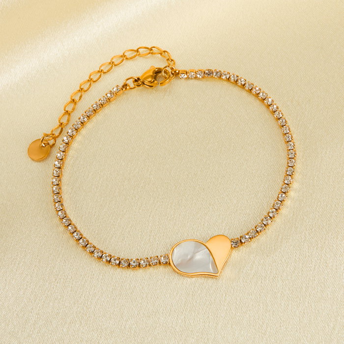 Bratara tennis inox reglabila cu inima de abalone [6]