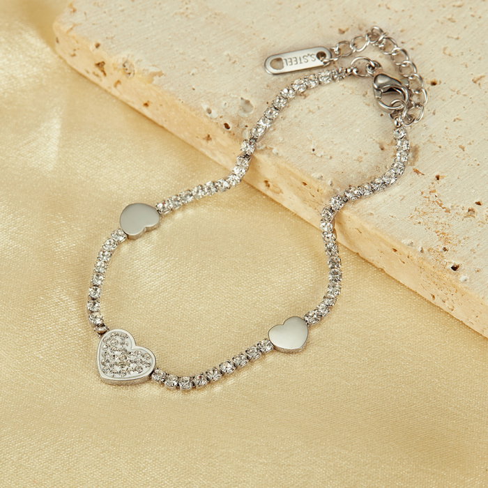 Bratara tennis inox reglabila cu inimioare si zirconii [5]