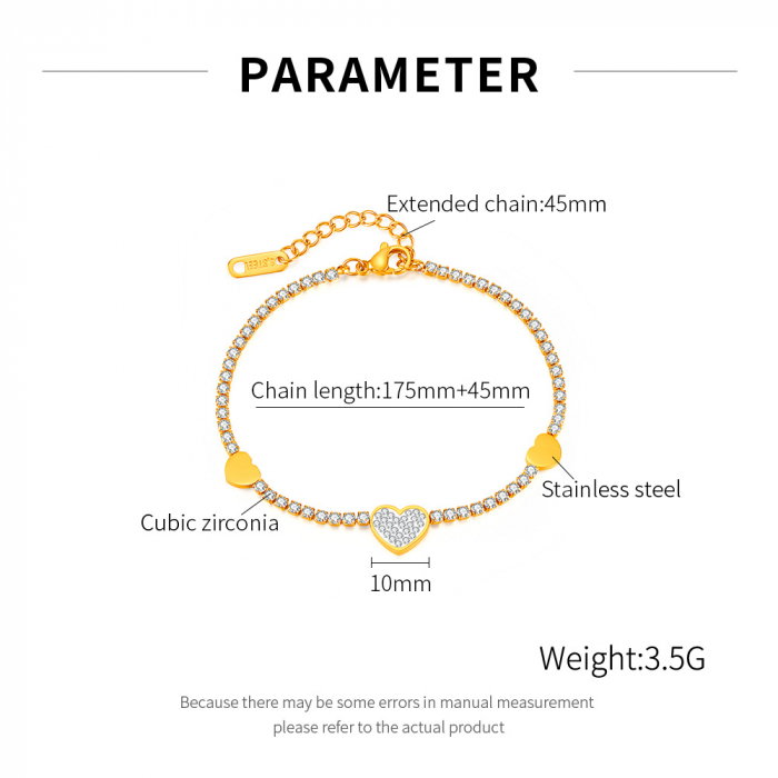 Bratara tennis inox reglabila cu inimioare si zirconii [7]