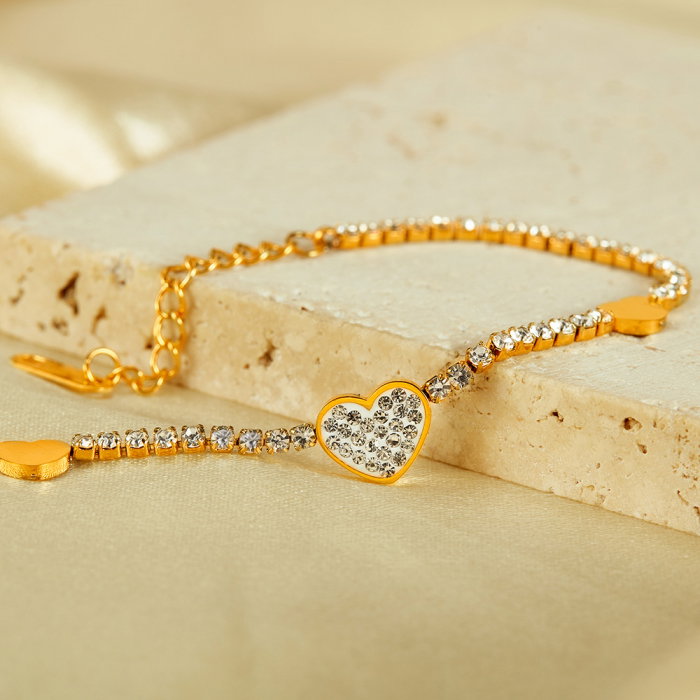 Bratara tennis inox reglabila cu inimioare si zirconii [3]