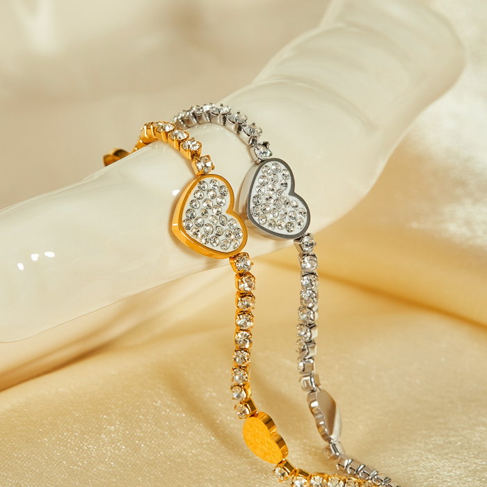 Bratara tennis inox reglabila cu inimioare si zirconii [6]