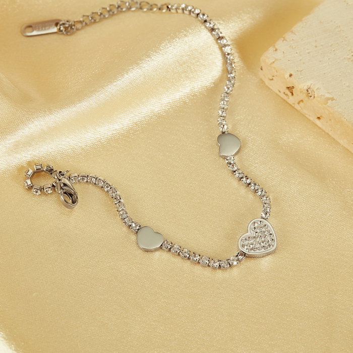 Bratara tennis inox reglabila cu inimioare si zirconii [3]