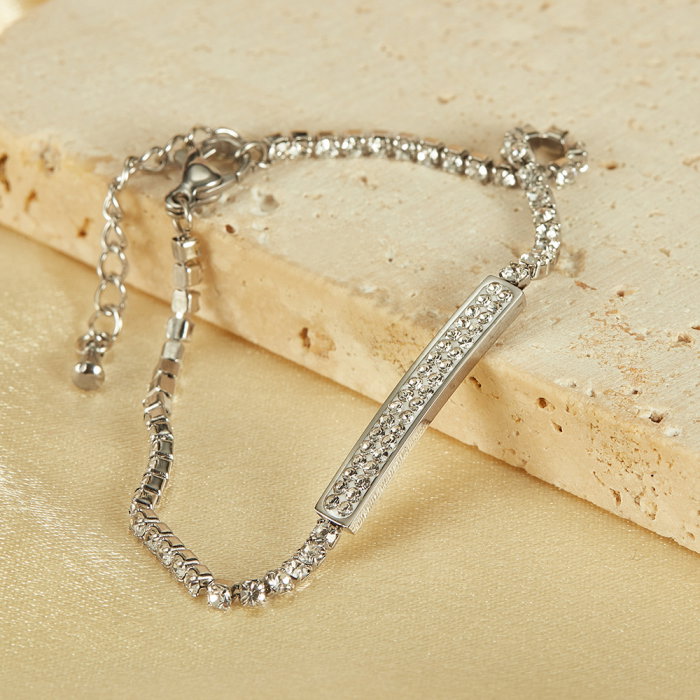 Bratara tennis inox reglabila cu placuta si zirconii [3]