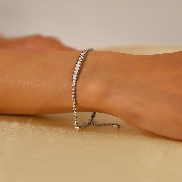 Bratara tennis inox reglabila cu placuta si zirconii [4]