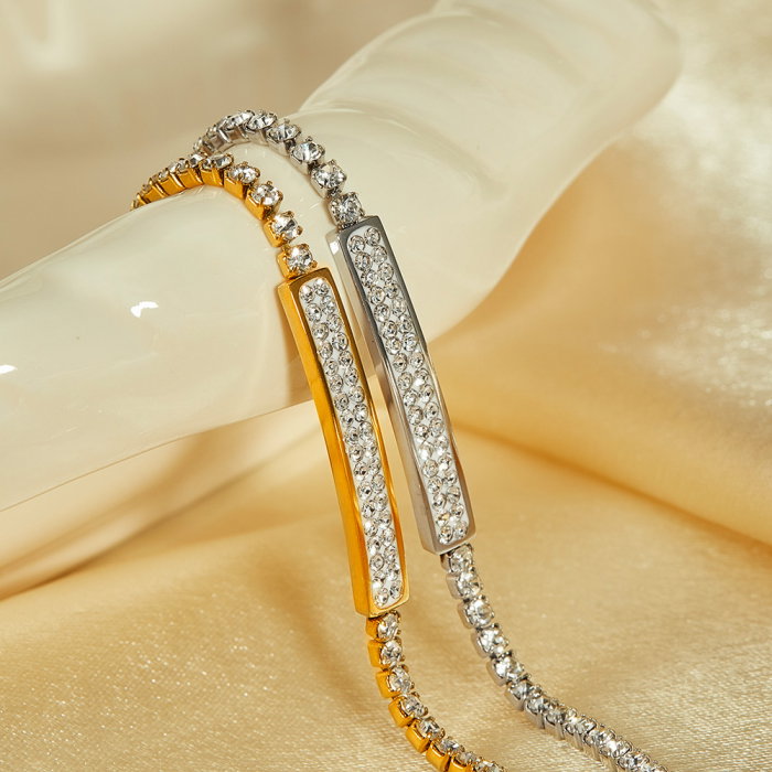 Bratara tennis inox reglabila cu placuta si zirconii [6]