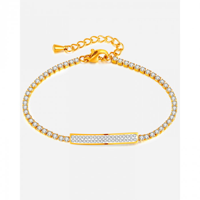 Bratara tennis inox reglabila cu placuta si zirconii [10]