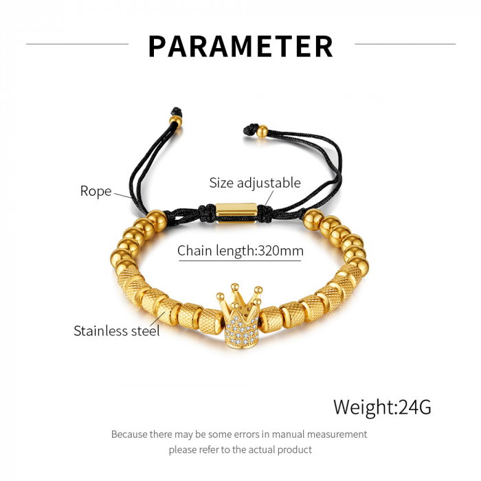 Bratara inox reglabila Unisex cu Coroana [6]