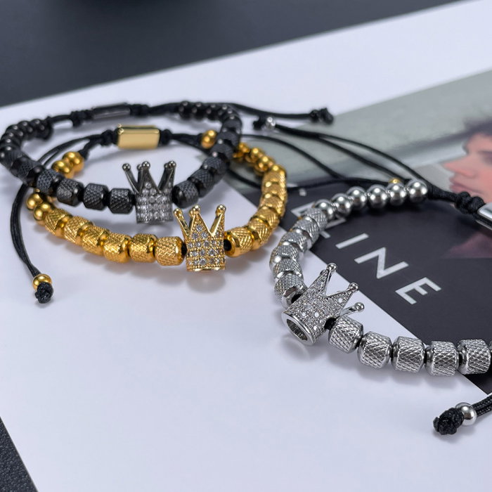 Bratara inox reglabila Unisex cu Coroana [8]