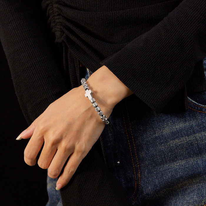 Bratara inox reglabila Unisex cu Cruce [2]