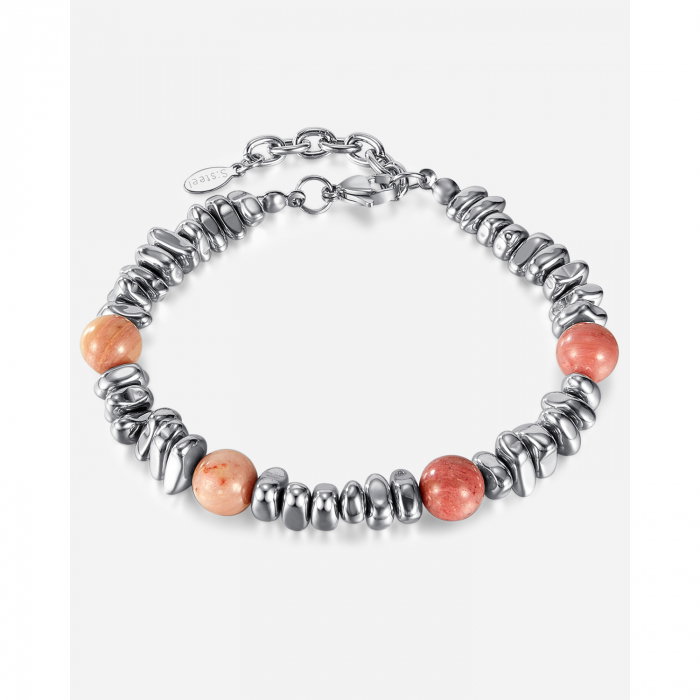 Bratara inox reglabila Unisex cu Hematit si Obsidian Mahogany [15]