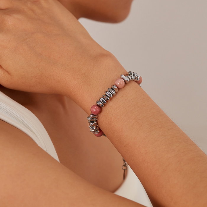 Bratara inox reglabila Unisex cu Hematit si Obsidian Mahogany [14]