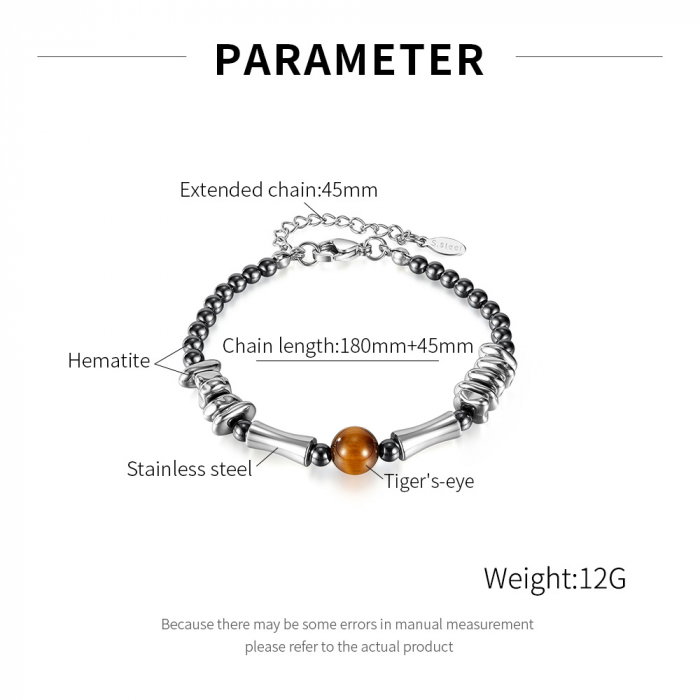 Bratara inox reglabila Unisex cu Ochi de Tigru si Hematite [9]