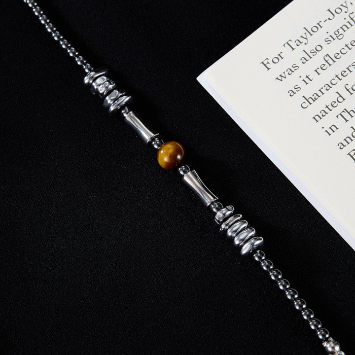 Bratara inox reglabila Unisex cu Ochi de Tigru si Hematite [6]