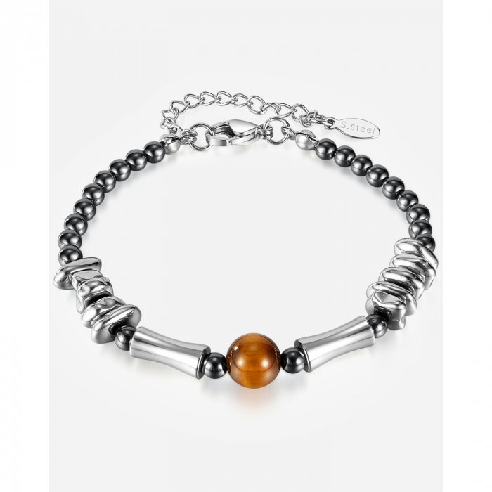 Bratara inox reglabila Unisex cu Ochi de Tigru si Hematite [15]