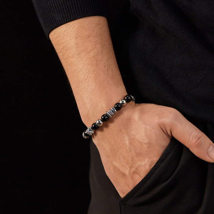 Bratara inox reglabila unisex cu onix [3]