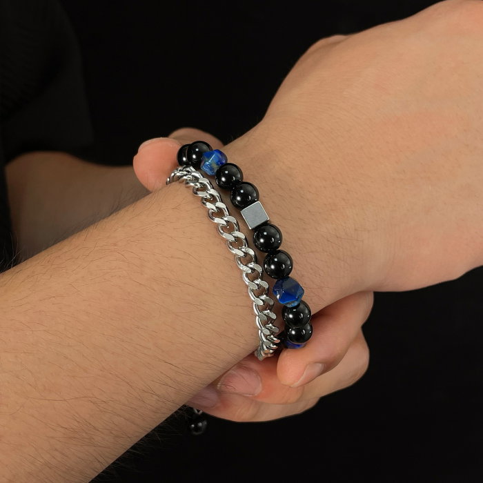 Bratara inox reglabila Unisex cu Onix [4]