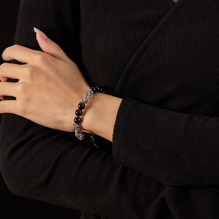 Bratara inox reglabila Unisex cu Onix [7]