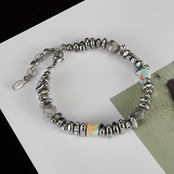 Bratara inox reglabila Unisex cu Tarzanstone  si Hematite [10]
