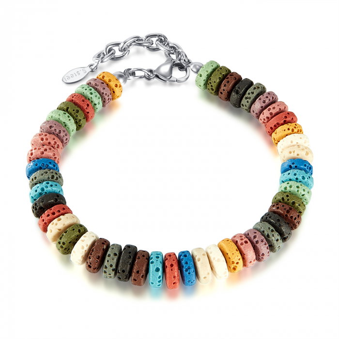 Bratara inox reglabila Unisex Curcubeu de Roci Vulcanice [1]