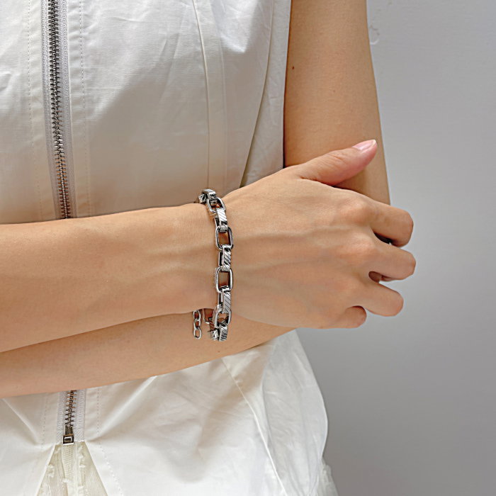 Bratara inox Unisex cu zale geometrice – Stil modern si eleganta metalica [2]