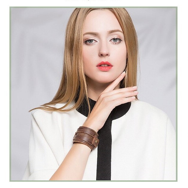 Bratara lata din piele naturala maro, reglabila (cu capse) - BSTF0014 [6]