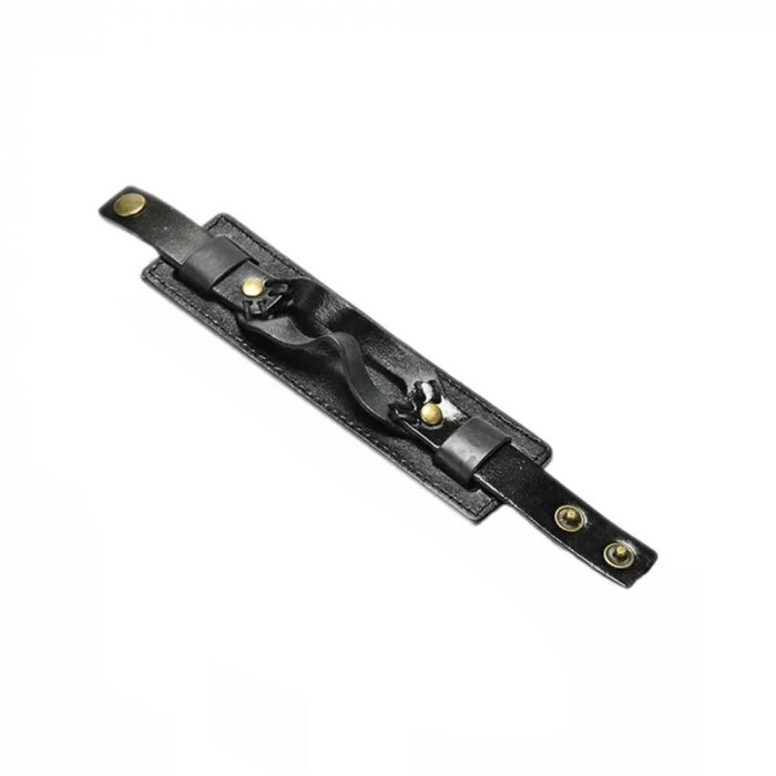 Bratara lata din piele naturala neagra cu capse - BSTF0015 [2]