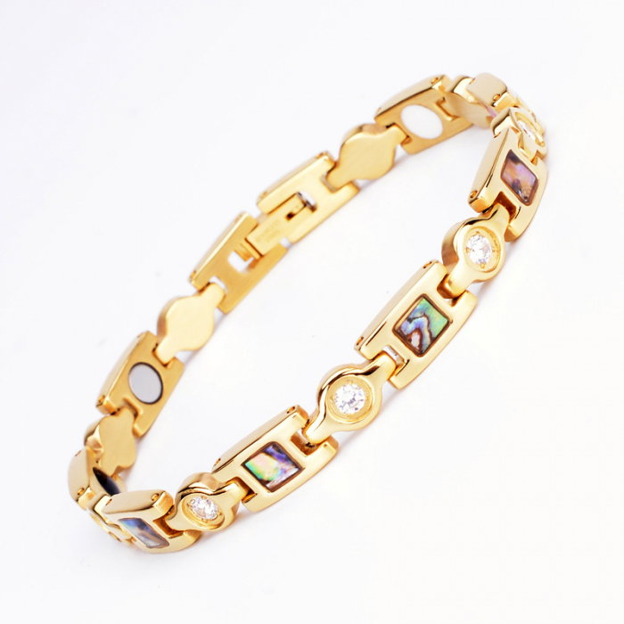 Bratara magnetica din inox cu abalone si zirconii [1]