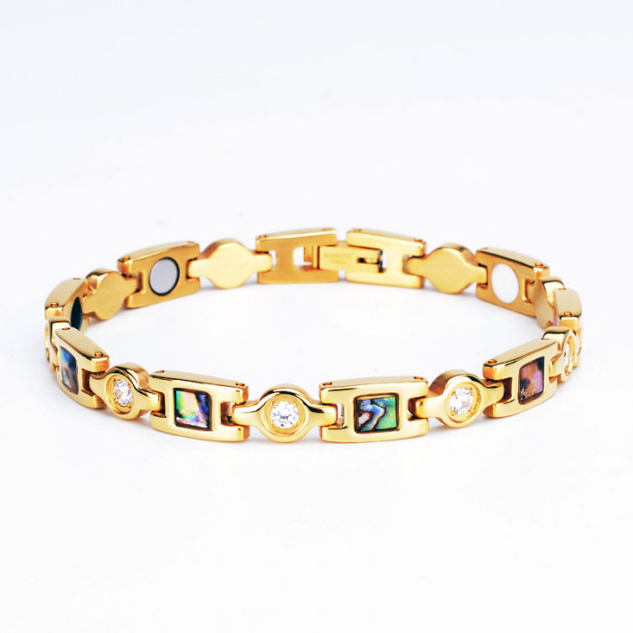 Bratara magnetica din inox cu abalone si zirconii [2]